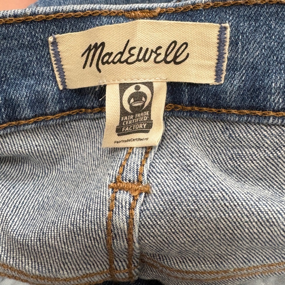 Madewell Womens 27 Mid-Rise Kick Out Jeans Blue Medium Wash Raw Hem Flare Denim - Picture 3 of 9